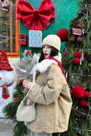 Korean Style Pumpkin Fox Fur Collar Parka Coat for Women - Stylish Loose Winter Workwear Outerwear