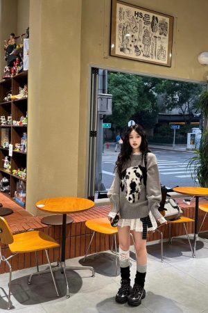 Korean Style Pumpkin Jacquard Sweater for Women - Versatile Round Neck Heavy Knit Pullover for Autumn & Winter