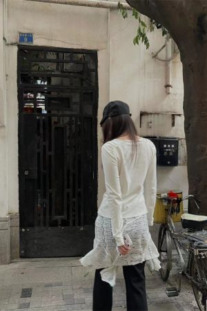 Korean Style Pumpkin Lace Hollow Half Skirt for Women - Summer Layering Essential for Trendy Looks