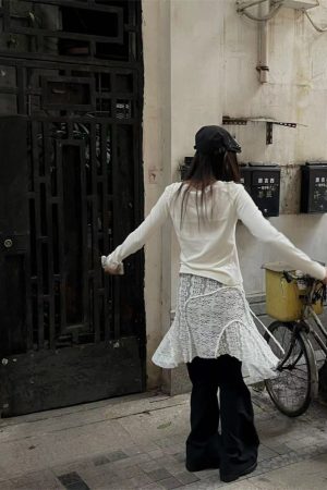 Korean Style Pumpkin Lace Hollow Half Skirt for Women - Summer Layering Essential for Trendy Looks