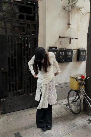 Korean Style Pumpkin Lace Hollow Half Skirt for Women - Summer Layering Essential for Trendy Looks