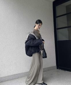 Korean Style Pumpkin Plush Spliced Cotton Coat for Women with Eco-Friendly Fur Lining - Warm Jacket for Fall/Winter Fashion