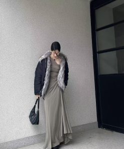 Korean Style Pumpkin Plush Spliced Cotton Coat for Women with Eco-Friendly Fur Lining - Warm Jacket for Fall/Winter Fashion