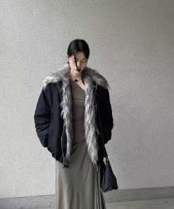 Korean Style Pumpkin Plush Spliced Cotton Coat for Women with Eco-Friendly Fur Lining - Warm Jacket for Fall/Winter Fashion