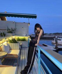 Korean Style Pumpkin Wide-Leg Balloon Pants with Side Zipper and Lace Splicing, Breathable Fashion Trousers for a Chic Look