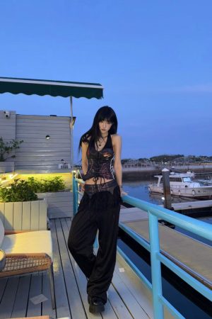 Korean Style Pumpkin Wide-Leg Balloon Pants with Side Zipper and Lace Splicing, Breathable Fashion Trousers for a Chic Look