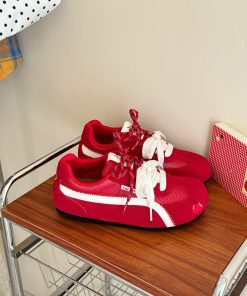 Korean Style Racing Shoes for Women - 2025 Summer Mesh Breathable Soft Sole Thick Sole Sports Trainers