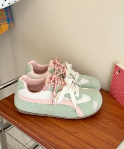 Korean Style Racing Shoes for Women - 2025 Summer Mesh Breathable Soft Sole Thick Sole Sports Trainers