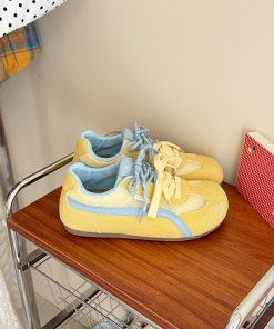 Korean Style Racing Shoes for Women - 2025 Summer Mesh Breathable Soft Sole Thick Sole Sports Trainers