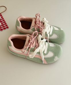 Korean Style Racing Shoes for Women - 2025 Summer Mesh Breathable Soft Sole Thick Sole Sports Trainers