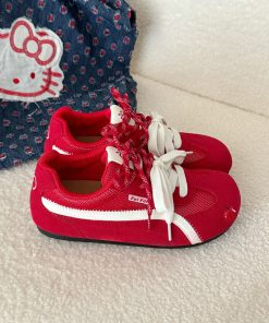 Korean Style Racing Shoes for Women - 2025 Summer Mesh Breathable Soft Sole Thick Sole Sports Trainers