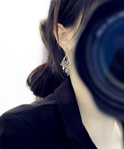 Korean Style Retro Diamond Metal Woven Water Drop Imitation Pearl Earrings Pendant Jewelry