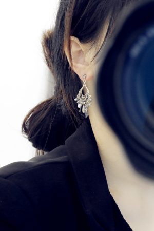 Korean Style Retro Diamond Metal Woven Water Drop Imitation Pearl Earrings Pendant Jewelry