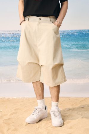 Korean Style Retro Oversized Three-Dimensional Pleated Cargo Pants - Casual Seven-Point Length Fashion Bottoms