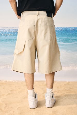 Korean Style Retro Oversized Three-Dimensional Pleated Cargo Pants - Casual Seven-Point Length Fashion Bottoms