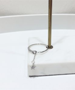 Korean Style Rhinestone Tassel Star Heart Open Ring - Sweet Temperament Jewelry for 2025 Fashion Trends