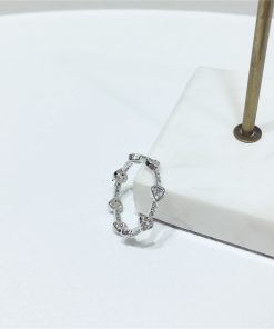 Korean Style Rhinestone Tassel Star Heart Open Ring - Sweet Temperament Jewelry for 2025 Fashion Trends