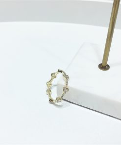 Korean Style Rhinestone Tassel Star Heart Open Ring - Sweet Temperament Jewelry for 2025 Fashion Trends