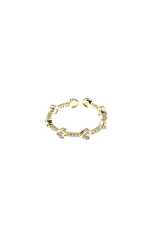 Korean Style Rhinestone Tassel Star Heart Open Ring - Sweet Temperament Jewelry for 2025 Fashion Trends
