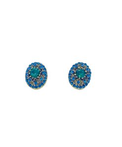 Korean Style Round Blue Crystal Inlaid Stud Earrings - Delicate and Versatile Daily Accessories for Effortless Elegance