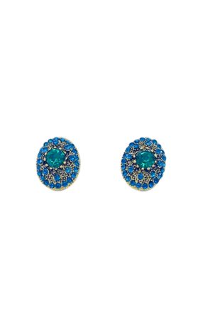 Korean Style Round Blue Crystal Inlaid Stud Earrings - Delicate and Versatile Daily Accessories for Effortless Elegance