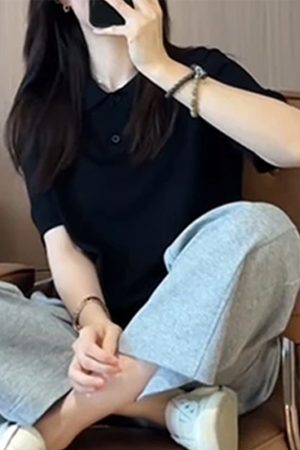 Korean Style Round Neck Solid Color Short Sleeve T-Shirt for Women - 2025 Summer Fashion Slimming Versatile Top