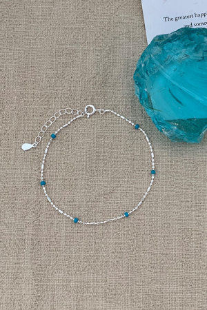 Korean Style S925 Pure Silver Star Heart Blue Bead Bracelet Set for Women - Trendy Casual Wrist Accessories 2025