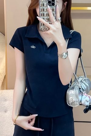 Korean Style Short POLO Collar Slim-Fit Casual T-Shirt for Women - 2025 Trendy Minimalist Essential