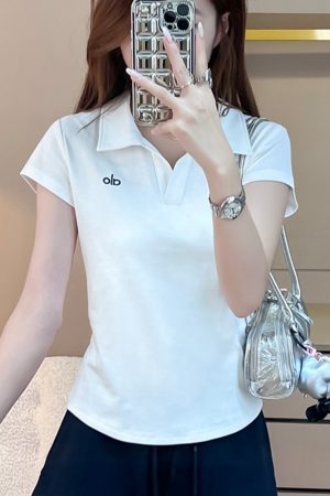 Korean Style Short POLO Collar Slim-Fit Casual T-Shirt for Women - 2025 Trendy Minimalist Essential