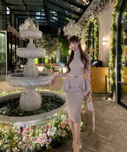 Korean-Style Short Sleeve Knitted Dress Two-Piece Set - High-End Design for Spring/Summer Fashion