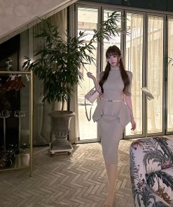 Korean-Style Short Sleeve Knitted Dress Two-Piece Set - High-End Design for Spring/Summer Fashion