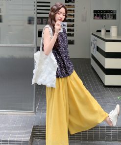 Korean-Style Sleeveless Top and Wide-Leg Pants Two-Piece Set for Women, Loose and Versatile Summer Fashion 2025