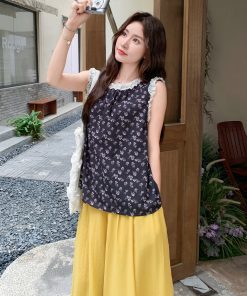 Korean-Style Sleeveless Top and Wide-Leg Pants Two-Piece Set for Women, Loose and Versatile Summer Fashion 2025