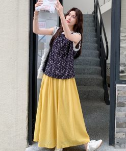 Korean-Style Sleeveless Top and Wide-Leg Pants Two-Piece Set for Women, Loose and Versatile Summer Fashion 2025