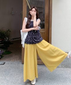 Korean-Style Sleeveless Top and Wide-Leg Pants Two-Piece Set for Women, Loose and Versatile Summer Fashion 2025