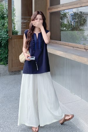 Korean-Style Sleeveless Vest and Skirt Set for Women - 2025 Summer Fashion, Chic Two-Piece Outfit for Trendy Looks