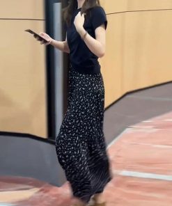 Korean Style Slim-Fit Lapel Top and Wide-Leg Pants Two-Piece Set - Women's Summer 2025 Fashion Outfit.