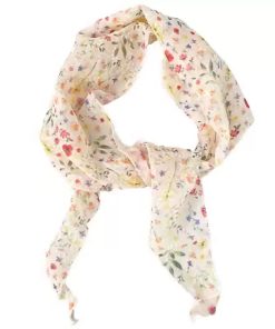 Korean-Style Small Floral Sheer Silk Scarf for Women - Versatile Floral Neck Accessory for Spring and Summer, Perfect for Hair Tying.