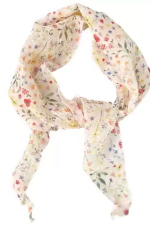 Korean-Style Small Floral Sheer Silk Scarf for Women - Versatile Floral Neck Accessory for Spring and Summer, Perfect for Hair Tying.