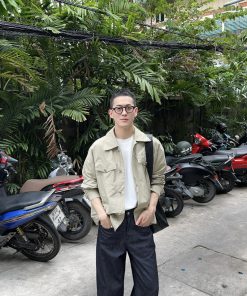 Korean Style Solid Color Lapel Windbreaker Jacket for Men - High-Quality Casual Loose Coat for Spring Fashion