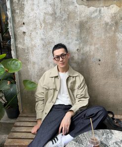 Korean Style Solid Color Lapel Windbreaker Jacket for Men - High-Quality Casual Loose Coat for Spring Fashion