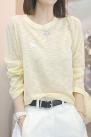 Korean Style Solid Color T-Shirt for Women - Trendy Summer 2025 Casual Top for Petite Sizes