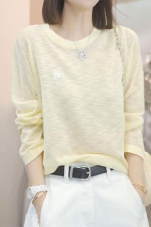 Korean Style Solid Color T-Shirt for Women - Trendy Summer 2025 Casual Top for Petite Sizes