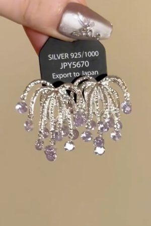 Korean-Style Sparkling Purple Fireworks Tassel Earrings, Exquisite & Luxurious Women's Jewelry, Personalized Statement Accessories