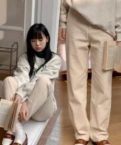 Korean Style Straight-Leg Corduroy Long Pants for a Perfect Fit - Trendy and Comfortable Fashion Essential