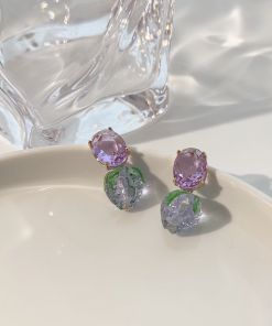 Korean Style Strawberry Ice Crystal Stud Earrings - High-End Acrylic Sweet Design for Women - 2025 Trendy Fashion Jewelry