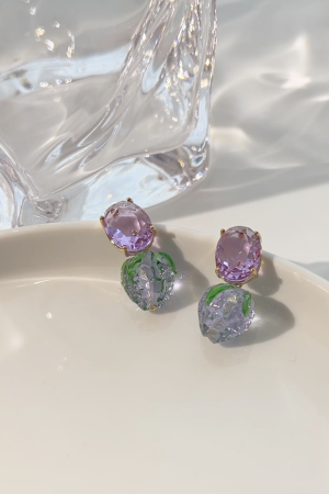 Korean Style Strawberry Ice Crystal Stud Earrings - High-End Acrylic Sweet Design for Women - 2025 Trendy Fashion Jewelry