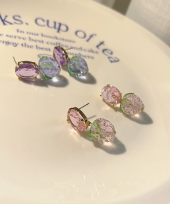Korean Style Strawberry Ice Crystal Stud Earrings - High-End Acrylic Sweet Design for Women - 2025 Trendy Fashion Jewelry