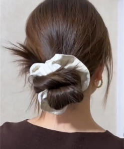 Korean-Style Striped Big Intestine Hair Tie - Trendy High-End Hair Accessory for 2025 Fashion
