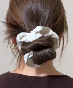 Korean-Style Striped Big Intestine Hair Tie - Trendy High-End Hair Accessory for 2025 Fashion